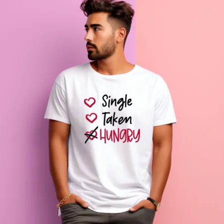 Men's Single Taken Hungry Graphics Printed T-Shirt