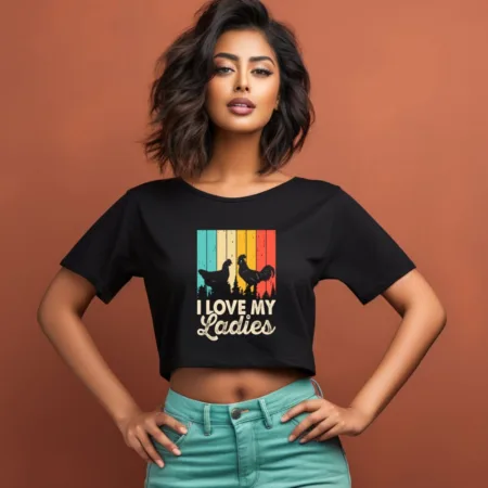 Women's I Love My Ladies Graphics Printed Crop Tops