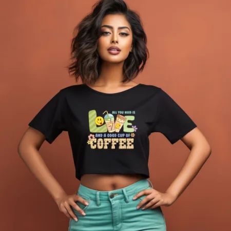 Women's All You Need Is Love Graphics Printed Crop Tops