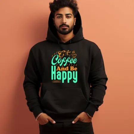 Men's Coffee And Be Happy Graphics Printed Hoodies