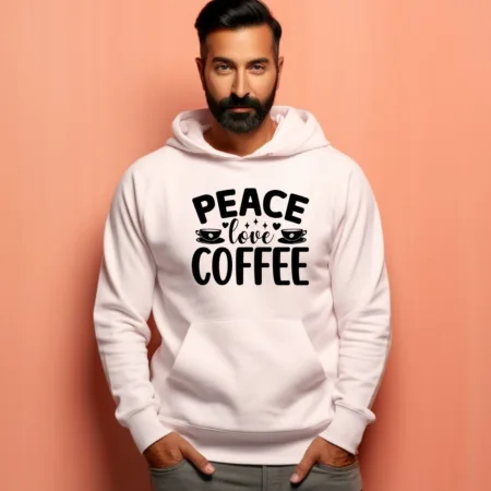 Men's Peace Love Coffee Graphics Printed Hoodies