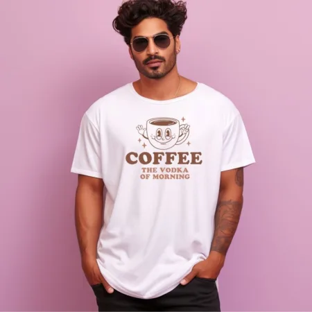 Men's Coffee The Vodka Of Morning Design Printed Oversized T-Shirt