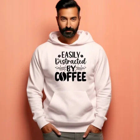 Men's Easily Distracted By Coffee Graphics Printed Hoodies