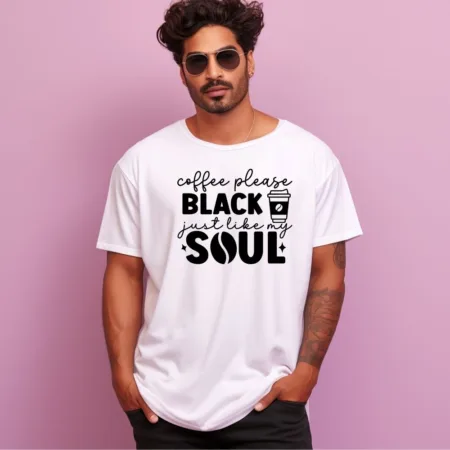 Men's Coffee Please Black Just Like My Soul Design Printed Oversized T-Shirt