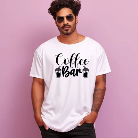 Men's Coffee Bar Design Printed Oversized T-Shirt