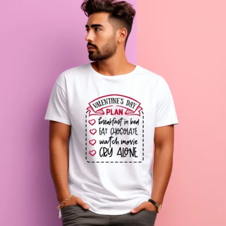 Men's Valentine's Day Plan Graphics Printed T-Shirt