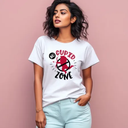 Women's No Cupid Zone Graphics Printed T-Shirt