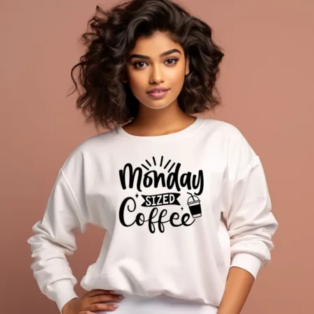 Women's Monday Sized Coffee Graphics Printed Sweatshirts