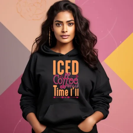 Women's Iced Coffee Time I'll  Graphics Printed Hoodies