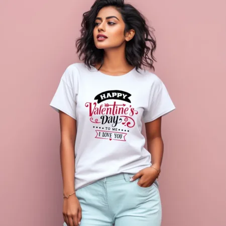 Women's Happy Valentine's Day To Me Graphics Printed T-Shirt