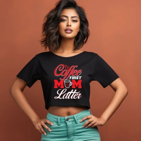 Women's Coffee Latter Graphics Printed Crop Tops