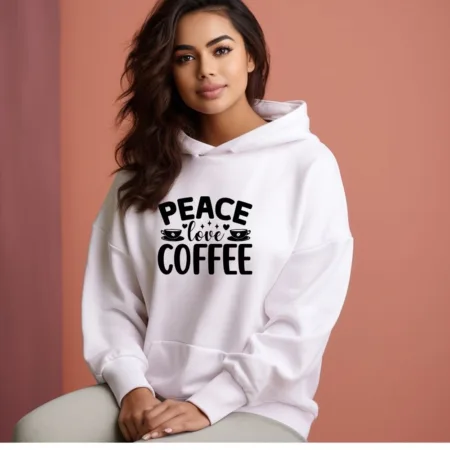 Women's Peace Love Coffee Graphics Printed Hoodies