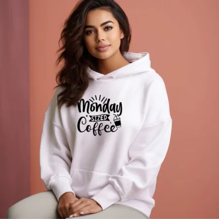 Women's Monday Sized Coffee Graphics Printed Hoodies