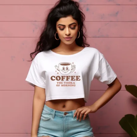 Women's Coffee The Vodka Of Morning Graphics Printed Crop Tops