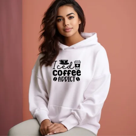 Women's Iced Coffee Addict Graphics Printed Hoodies