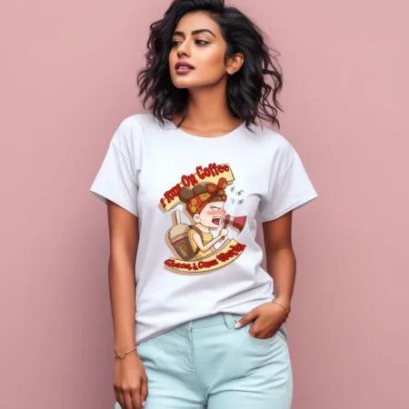 Women's I Run On Coffee Graphics Printed T-Shirt