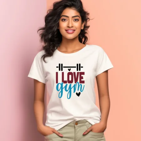 Women's I Love Gym Graphics Printed T-Shirt