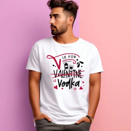 Men's V For Valentine Vodka Graphics Printed T-Shirt