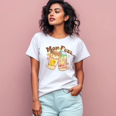 Women's Mom Fuel Graphics Printed T-Shirt