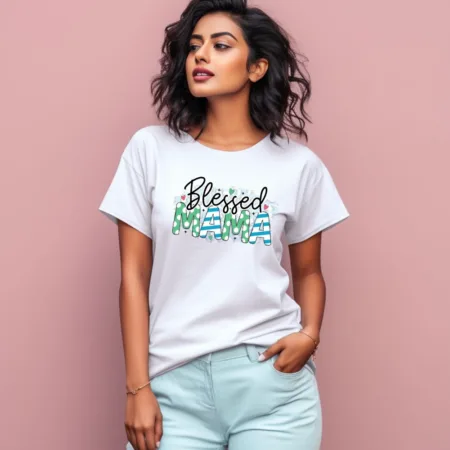 Women's Blessed Mama Graphics Printed T-Shirt