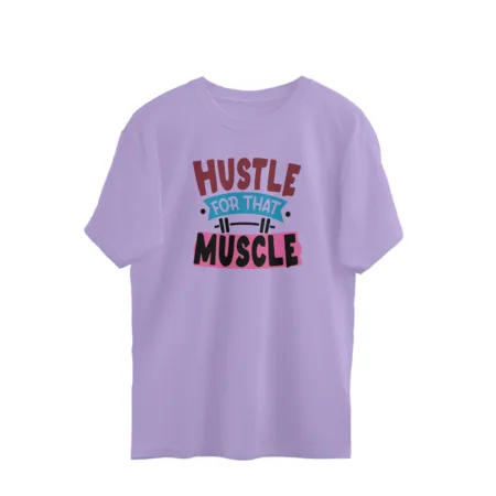 Men's Hustle For That Muscle Quote Printed Oversized T-Shirt