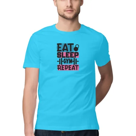 Men's Eat Sleep Gym Repeat Quote Printed T-Shirt