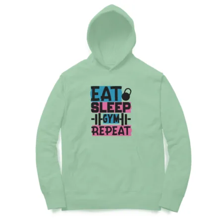 Women's Eat Sleep Gym Repeat Graphics Printed Hoodies