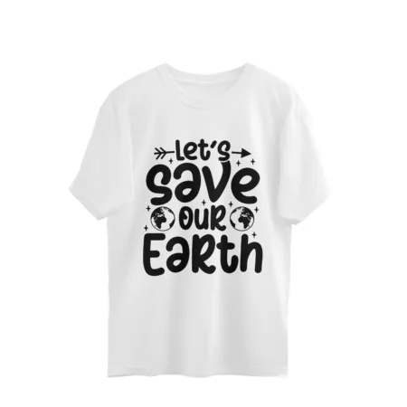 Men's Let's Save Our Earth Design Printed Oversized T-Shirt