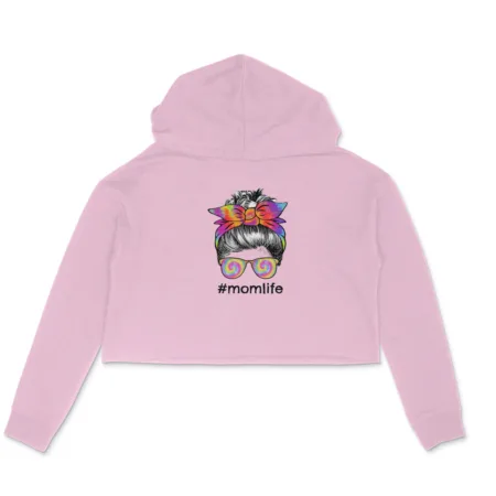 Women's #Momlife Graphics Printed Crop Hoodies