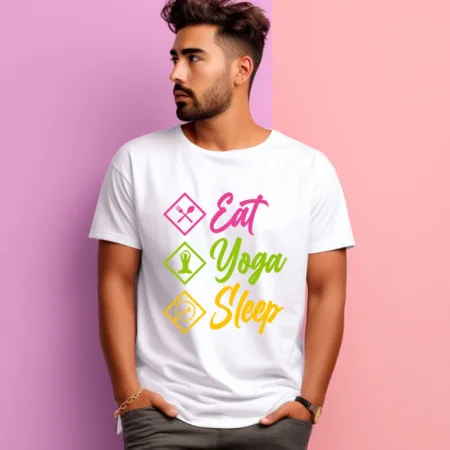 Men's Eat Yoga Sleep Graphics Printed T-Shirt