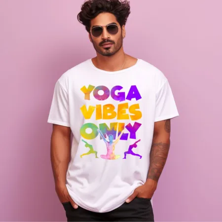 Men's Yoga Vibes Only Graphics Printed Oversized T-Shirt