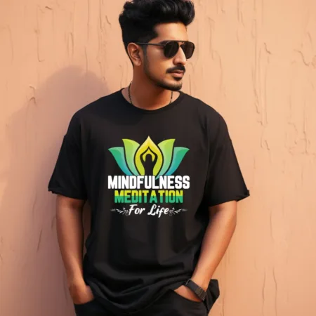 Men's Mindfulness Meditation Graphics Printed Oversized T-Shirt