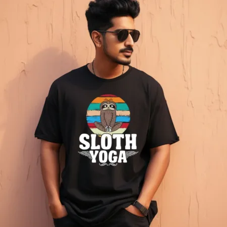 Men's Sloth Yoga Graphics Printed Oversized T-Shirt