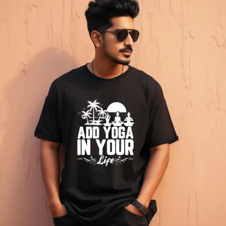 Men's Add Yoga In Your Life Graphics Printed Oversized T-Shirt