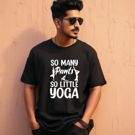 Men's So Many Pants So Little Yoga Graphics Printed Oversized T-Shirt