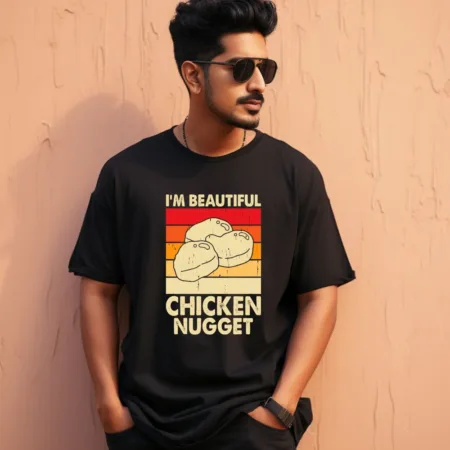 Men's I'm Beautiful Chicken Nugget Graphics Printed Oversized T-Shirt