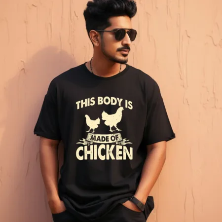 Men's This Body Is Made Of Chicken Graphics Printed Oversized T-Shirt