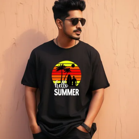 Men's Hello Summer Graphics Printed Oversized T-Shirt