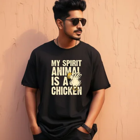Men's My Spirit Animal Is A Chicken Graphics Printed Oversized T-Shirt