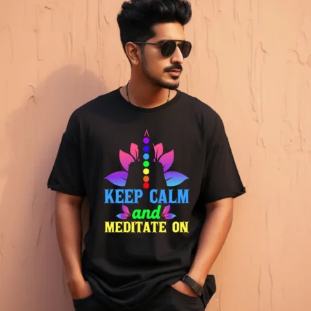 Men's Keep Clam And Meditate On Graphics Printed Oversized T-Shirt