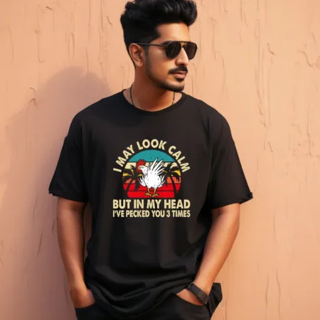 Men's I May Look Calm But In My Head Graphics Printed Oversized T-Shirt