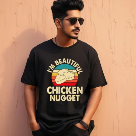 Men's I'm Beautiful Chicken Nugget Graphics Printed Oversized T-Shirt