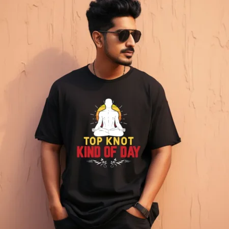 Men's Top Knot Kind Of The Day Graphics Printed Oversized T-Shirt