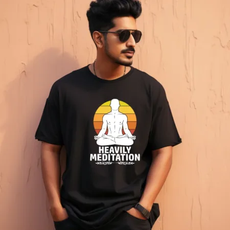 Men's Heavily Meditation Graphics Printed Oversized T-Shirt