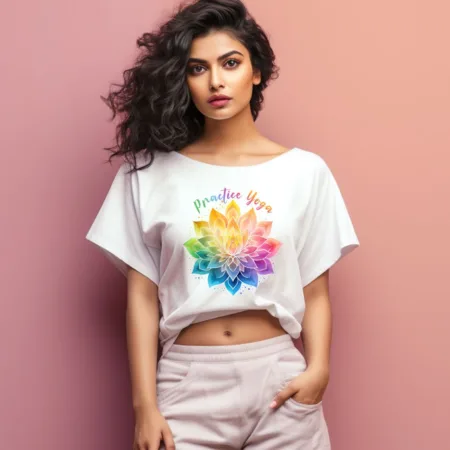 Women's Practice Yoga Graphics Printed Oversized T-Shirt