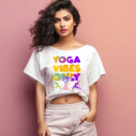 Women's Yoga Vibes Only Graphics Printed Oversized T-Shirt