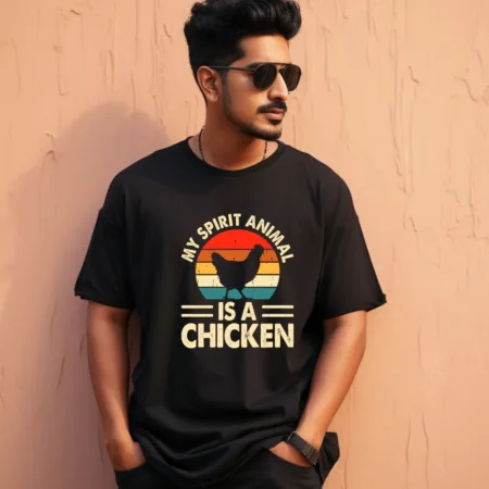 Men's My Spirit Animal Is A Chicken Graphics Printed Oversized T-Shirt