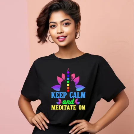 Women's Keep Clam And Meditate On Graphics Printed Oversized T-Shirt