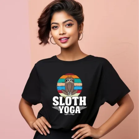 Women's Sloth Yoga Graphics Printed Oversized T-Shirt