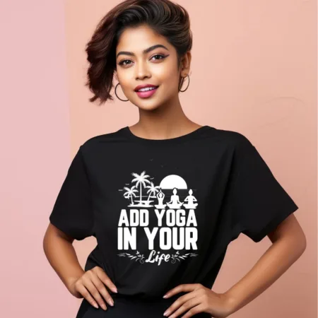 Women's Add Yoga In Your Life Graphics Printed Oversized T-Shirt